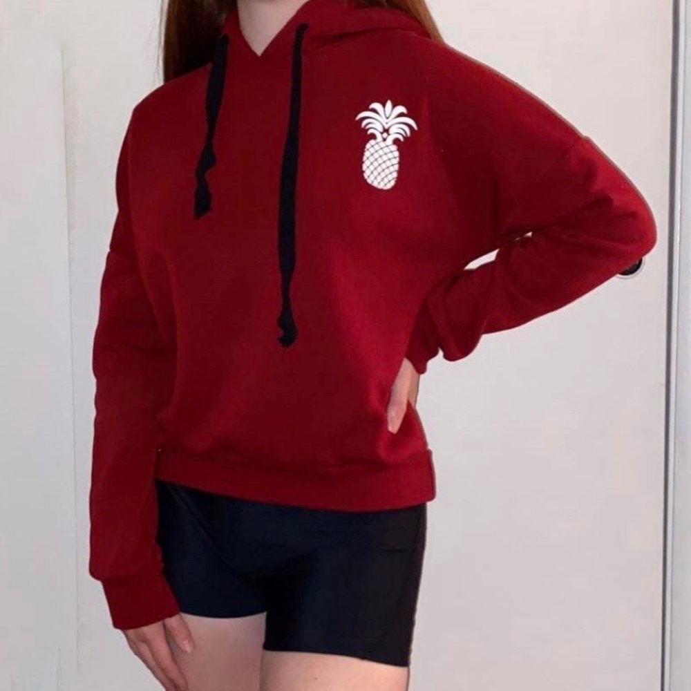 Pineapple Hooded Maroon Pullover, Size Small